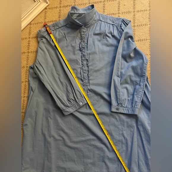 Burberry Brit denim chambray blue tunic shirt with ruffled front  M - Picture 11 of 14